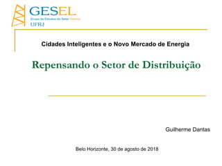 Repensando o Setor de Distribuição
Guilherme Dantas
Belo Horizonte, 30 de agosto de 2018
Cidades Inteligentes e o Novo Mercado de Energia
 