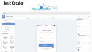 Ionic Framework:
Ionic Creator
http://lab.ionic.io
 