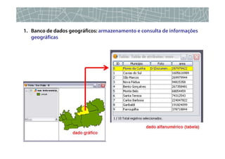 1. Banco de dados geográficos: armazenamento e consulta de informações
   geográficas




                                                                     18
 