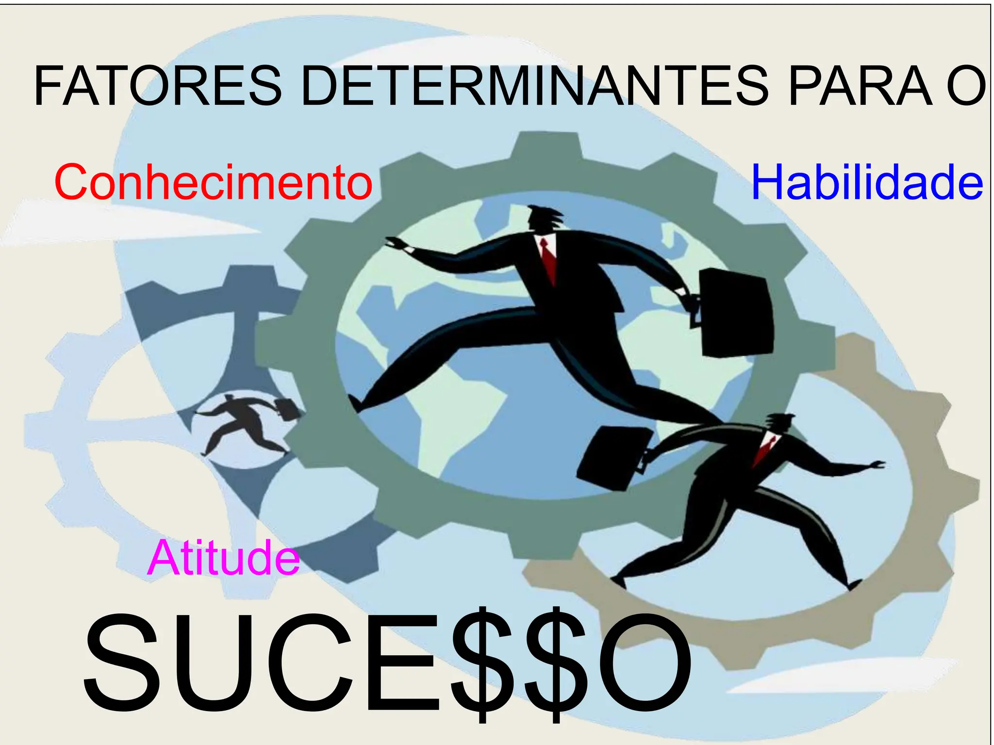 FATORES DETERMINANTES PARA O
SUCE$$O
Conhecimento Habilidade
Atitude
 