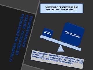 RFB PERCEBEU DISTINÇÃO FUNDAMENTAL ENTRE INDÚSTRIAS E PRESTADORES DE SERVIÇOS EM MATÉRIA DE TRIBUTOS NÃO CUMULATIVOS. 