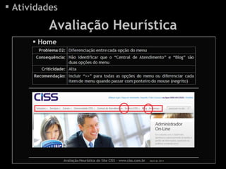 Atividades Avaliação Heurística
