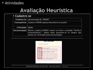 Atividades Avaliação Heurística