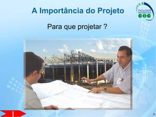 8
A Importância do Projeto
Para que projetar ?
8
 
