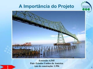 9
A Importância do Projeto
Extensão: 6.545
País: Estados Unidos da América
Ano de construção: 1.996 9
 
