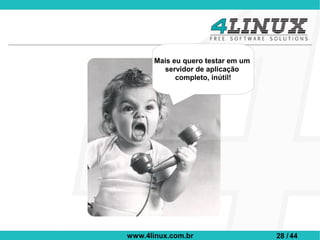 Mais eu quero testar em um
        servidor de aplicação
            completo, inútil!




www.4linux.com.br                  28 / 44
 