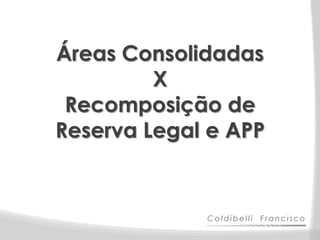 Áreas Consolidadas
         X
 Recomposição de
Reserva Legal e APP
 