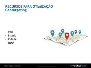 Proprietary& Confidential.Copyright © 2013.
RECURSOS PARA OTIMIZAÇÃO
Geotargeting
- País
- Estado
- Cidade
- DDD
 