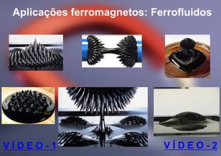 Aplicações ferromagnetos: Ferrofluidos
V Í D E O - 1 V Í D E O - 2
 