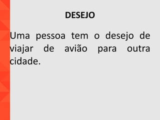 DESEJO
Uma pessoa tem o desejo de
viajar de avião para outra
cidade.
 
