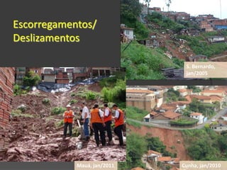 Do fenômeno à catástrofeIncremento nos danosEventoFenômeno importante sem perdas sociaisAcidenteEvento que resulta em ferimentos, perdas, danos Acidente que causa grandes perdas ou danos DesastreCatástrofe, calamidade, cataclismo, tragédia