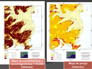 R = P x V x DPerigo = Probabilidade de Ocorrênciade um fenômeno potencialmente danoso.É estimada a partir da identificação e análise de feições e características do terreno indicadoras de maior ou menor grau de suscetibilidade, combinadas a observações sobre as formas de uso e ocupação do terreno.Perigo - fenômeno, substância, atividade humana ou condição que pode causar perda de vidas, ferimentos ou outros danos a bens e serviços, sistemas econômicos, etc