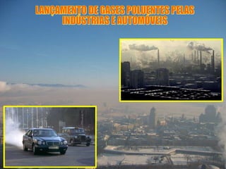 LANÇAMENTO DE GASES POLUENTES PELAS  INDÚSTRIAS E AUTOMÓVEIS 