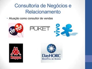 Consultoria de Negócios e
         Relacionamento
• Atuação como consultor de vendas
 