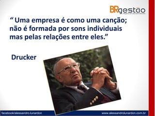 facebook/alessandro.lunardon www.alessandrolunardon.com.br
“ Uma empresa é como uma canção;
não é formada por sons individuais
mas pelas relações entre eles.”
Drucker
 