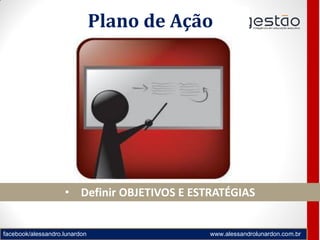 facebook/alessandro.lunardon www.alessandrolunardon.com.br
Plano de Ação
• Definir OBJETIVOS E ESTRATÉGIAS
 