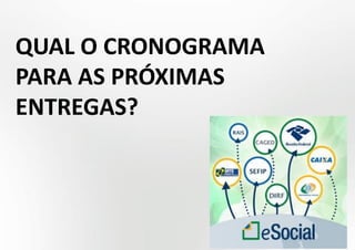 QUAL O CRONOGRAMA
PARA AS PRÓXIMAS
ENTREGAS?

 