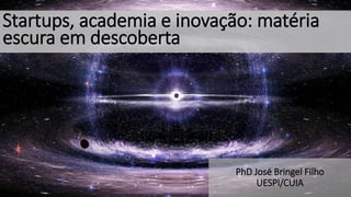 Startups, academia e inovação: matéria
escura em descoberta
PhD José Bringel Filho
UESPI/CUIA
 
