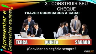 3.- CONSTRUIR SEU
CHEQUE
¡Convidar ao negócio sempre!
 