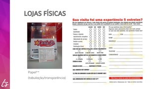 LOJAS FÍSICAS 
Papel** 
(tabulação/transparência) 
 