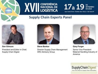 Supply Chain Experts Panel
Dan Gilmore
President and Editor in Chief,
Supply Chain Digest
Steve Banker
Director Supply Cha...