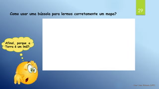 29
Como usar uma bússola para lermos corretamente um mapa?
Afinal, porque a
Terra é um ímã?
 