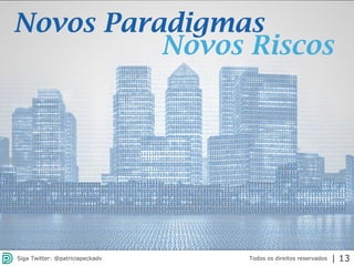 2013 | Todos os direitos reservados. PPP Treinamentos | www.ppptreinamentos.com.br
Novos Paradigmas
Novos Riscos
Todos os direitos reservadosSiga Twitter: @patriciapeckadv | 13
 