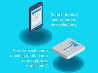 Se academia é
uma empresa
de assinatura,
Porque você ainda
administra ela como
uma empresa
tradicional?
 