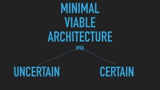 MINIMAL
VIABLE
ARCHITECTURE
MVA
UNCERTAIN CERTAIN
 