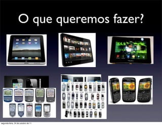 O que queremos fazer?




segunda-feira, 24 de outubro de 11
 