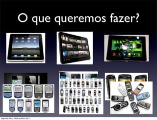 O que queremos fazer?




segunda-feira, 24 de outubro de 11
 