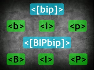 <[bip]> <b> <i> <[BIPbip]> <B> <I> <P> <p> 
