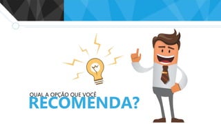 QUAL A OPÇÃO QUE VOCÊ
RECOMENDA?
 