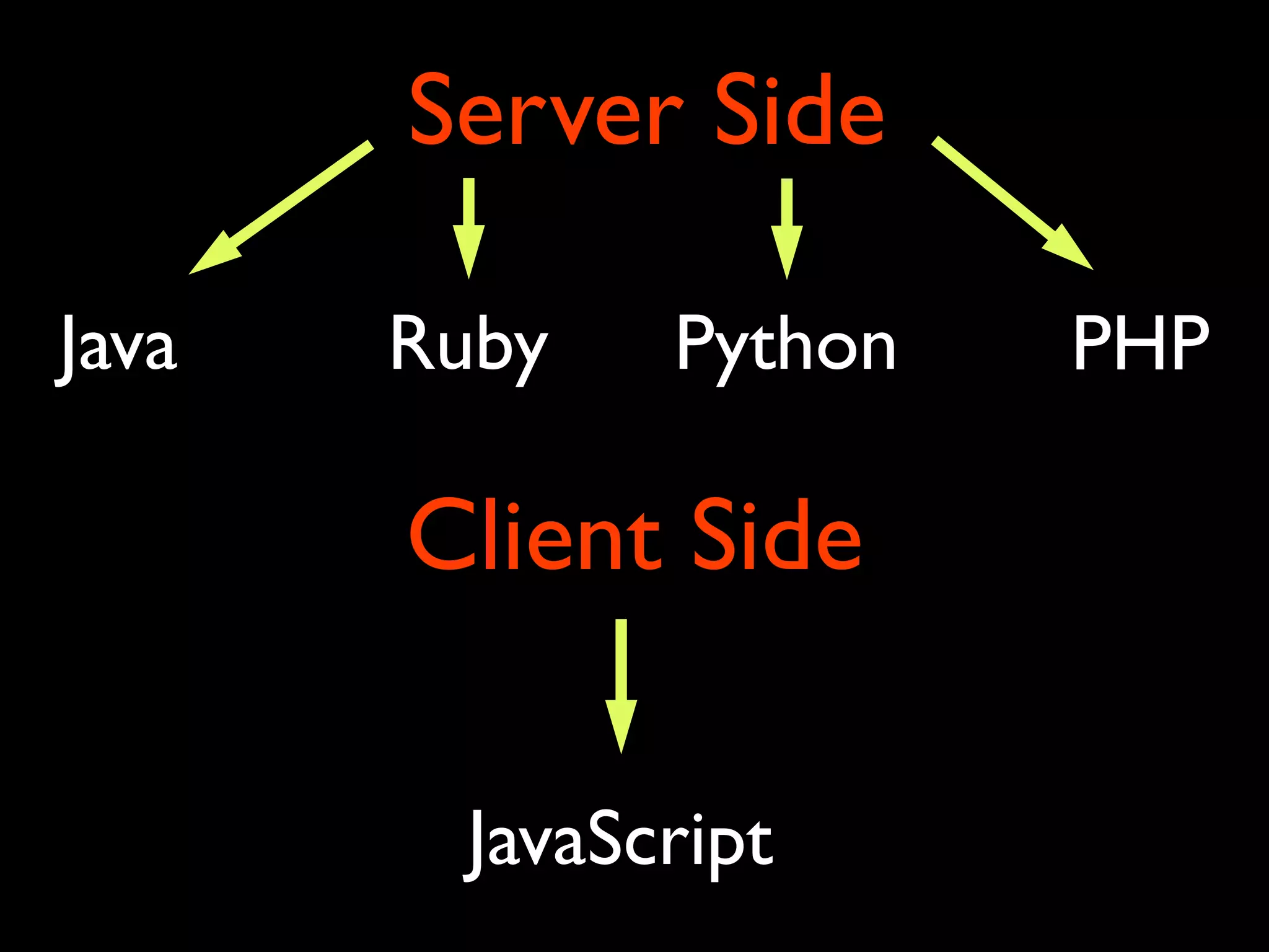 Java Ruby Python Server Side PHP Client Side JavaScript 