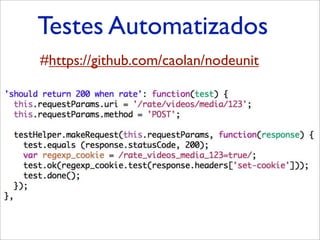 Testes Automatizados
#https://github.com/caolan/nodeunit
 