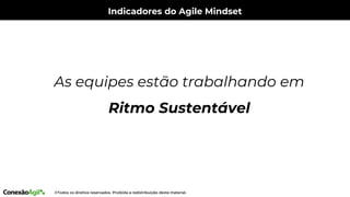 Indicadores do Agile Mindset
As equipes estão trabalhando em
Ritmo Sustentável
 