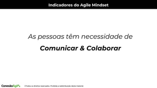 Indicadores do Agile Mindset
As pessoas têm necessidade de
Comunicar & Colaborar
 