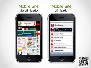 Mobile Site não otimizado.Mobile Site otimizado.