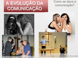 A EVOLUÇÃO DA 
COMUNICAÇÃO 
Como se dava a 
comunicação? 
“Redes de indignação e esperança”, Manuel Castells 
 