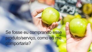 Se fosse eu comprando esse
produto/serviço, como eu me
comportaria?
 