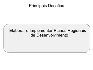Principais Desafios Elaborar e Implementar Planos Regionais de Desenvolvimento 