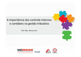 A importância dos controle internos
  e contábeis na gestão tributária

           Prof. MSc. Marcos Assi
 