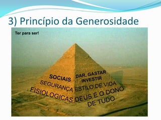3) Princípio da Generosidade
 Ter para ser!
 