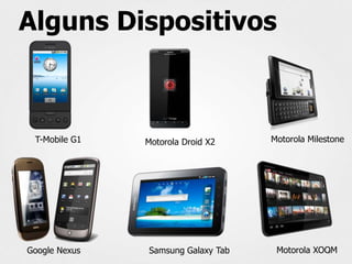 Alguns Dispositivos



 T-Mobile G1   Motorola Droid X2    Motorola Milestone




Google Nexus   Samsung Galaxy Tab    Motorola XOOM
                                                 9
 