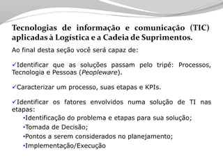 Tecnologia aplicada à Logistica