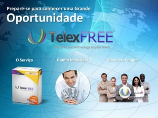 Prepare-se para conhecer uma Grande
O Serviço Ganho Individual Ganho de Equipe
Oportunidade
 
