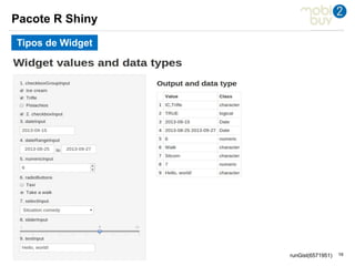161616
Tipos de Widget
Pacote R Shiny
runGist(6571951)
 