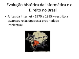 Evolução histórica da Informática e o Direito no Brasil Antes da Internet - 1970 a 1995 – restrito a assuntos relacionados a propriedade intelectual 