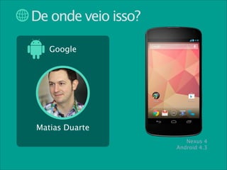 De onde veio isso?
Google

Matias Duarte
Nexus 4
Android 4.3

 