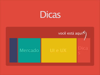 Dicas
você está aqui!

Mercado

UI e UX

Dica
s

 